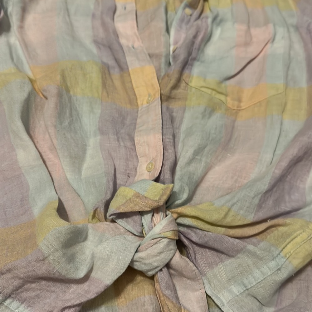 Gap linen pastel plaid shirt. - Picture 3 of 3